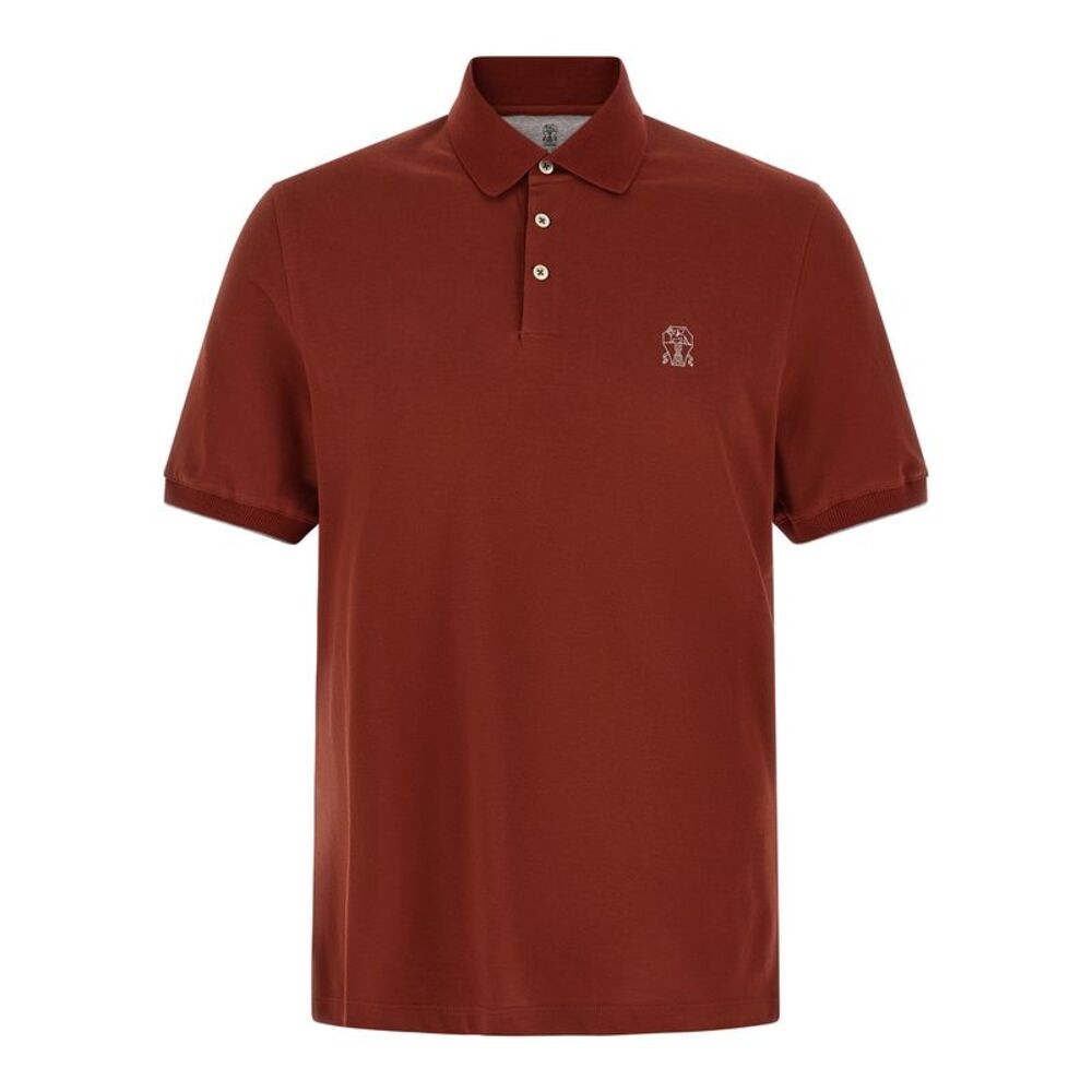 Brunello Cucinelli Men Logo Embroidery Polo Shirt